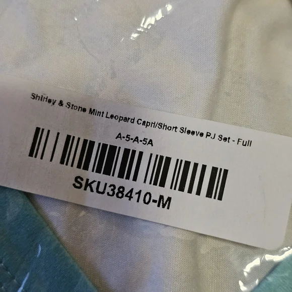 Aqua and Cream Leopard Print Pajama Set - Picture 8 of 9